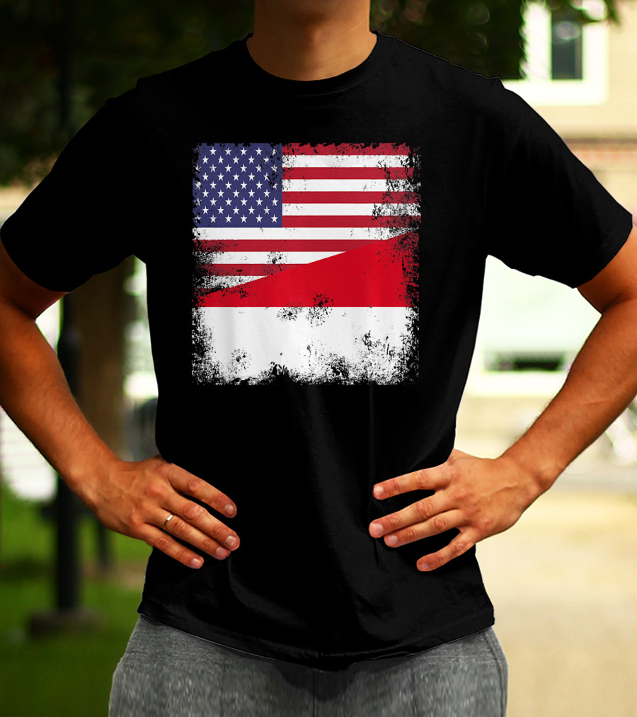 Half Indonesian Half American Flag Vintage Indo USA Fusion T-Shirt