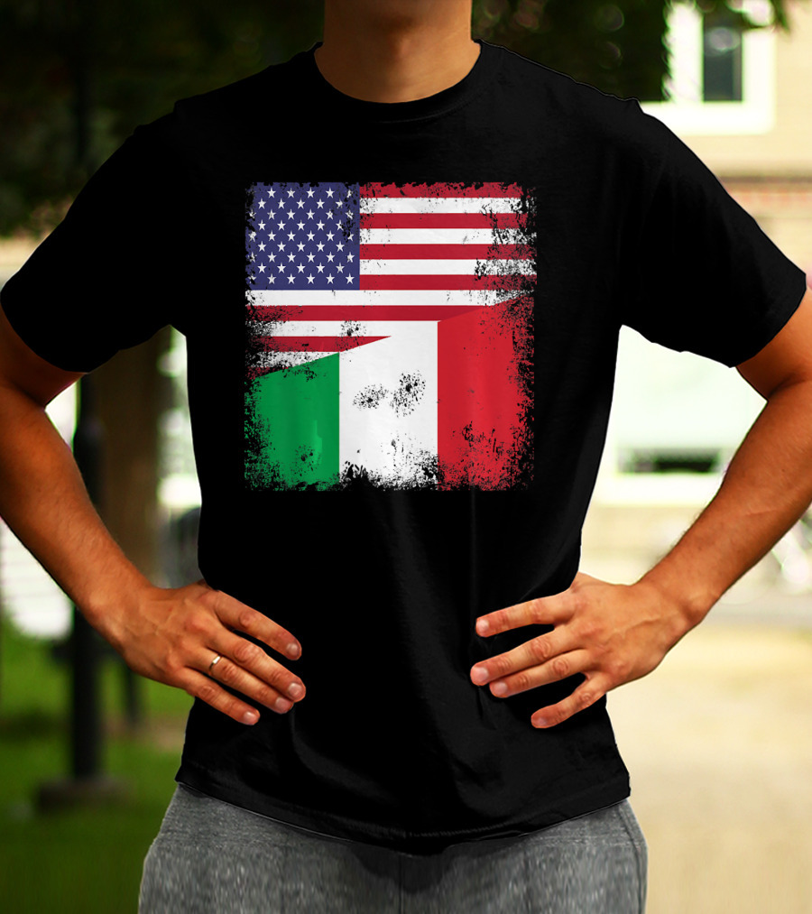 Half Italian Flag Vintage Italy U.S. American Grunge T-Shirt
