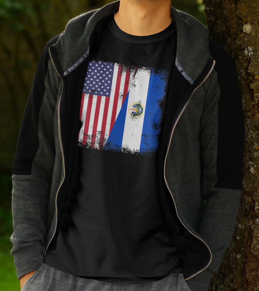 United States And Half Salvadoran Flag Vintage El Sal T-Shirt