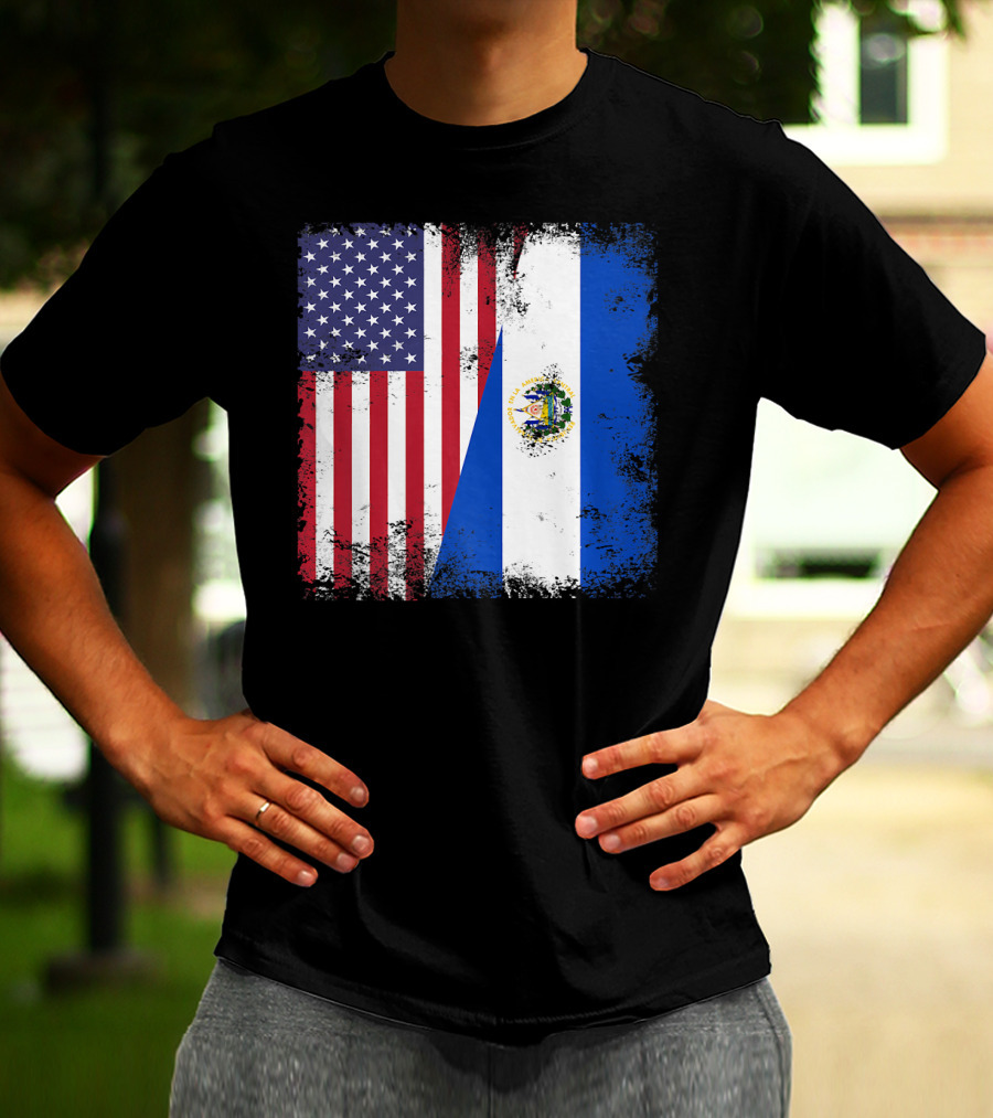 United States And Half Salvadoran Flag Vintage El Sal T-Shirt