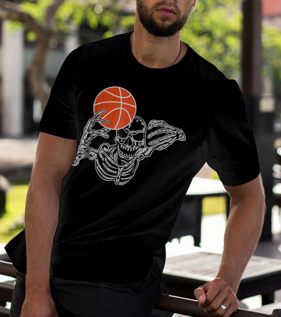 Halloween Skeleton Basketball Player Skul Dunking Spooky Slam T-Shirt