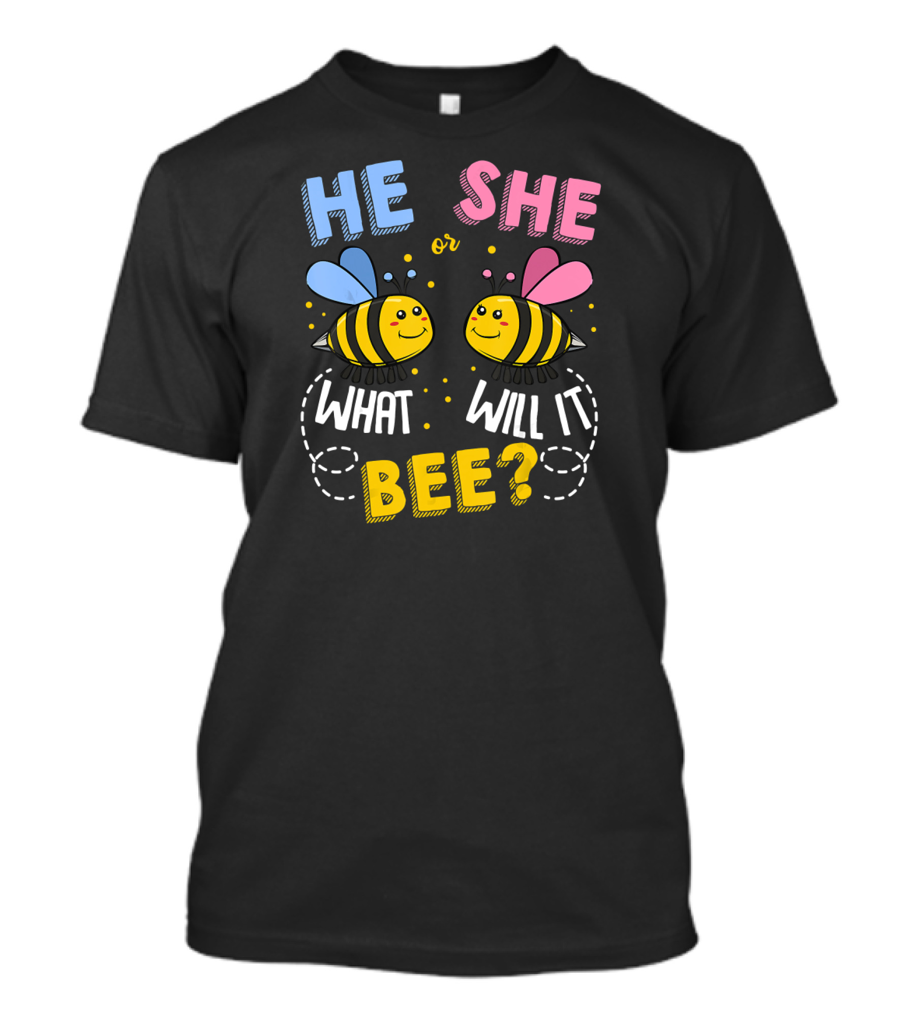 He She Or What Will It Bee Baby Party Gender Reveal Bees Blue And Pink T-Shirt