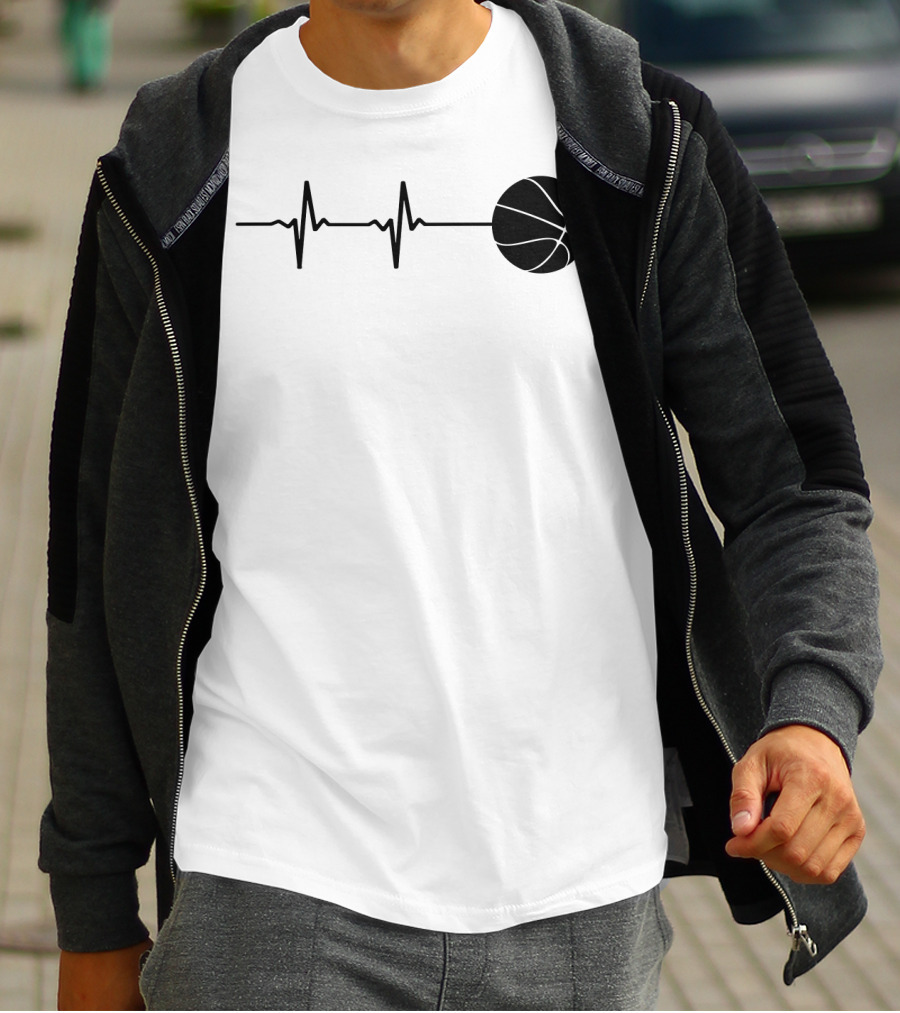 Heartbeat Basketball Player Pulse Path T-Shirt