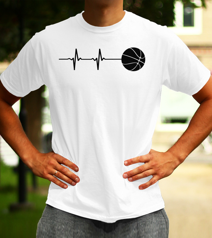 Heartbeat Basketball Player Pulse Path T-Shirt