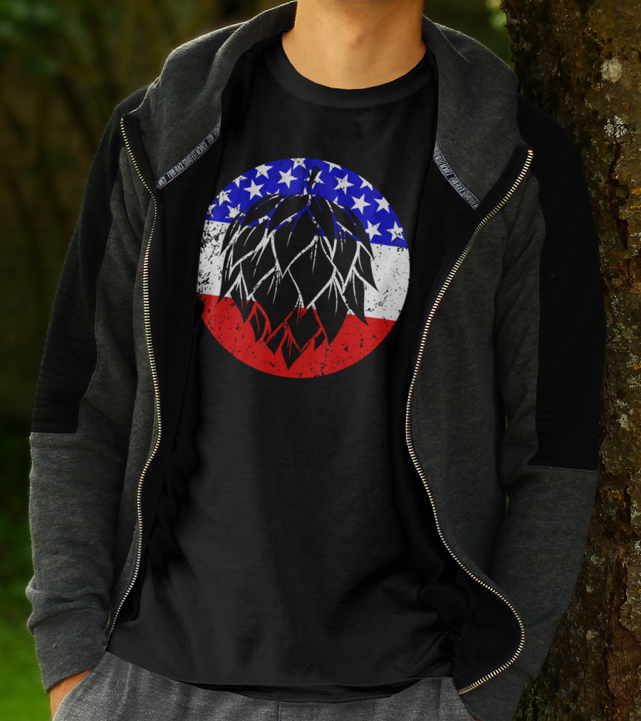 Hops Style Craft Beer American Flag Circle T-Shirt