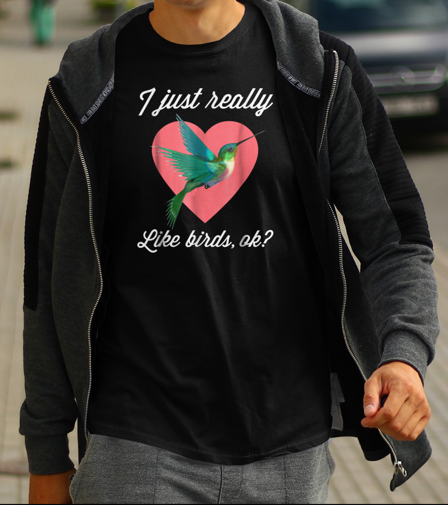 I Just Really Like Birds Ok Hummingbird Heart T-Shirt