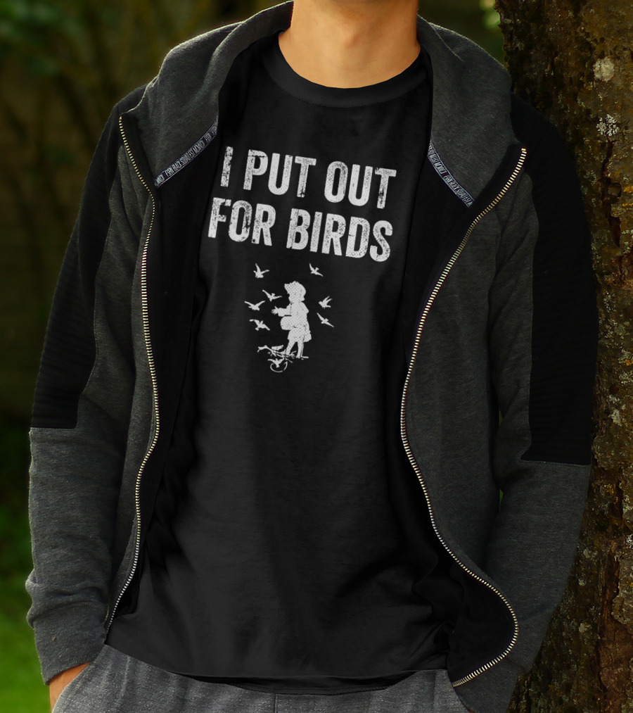 I Put Out For Birds Silhouette Of Woman Feeding Birds T-Shirt