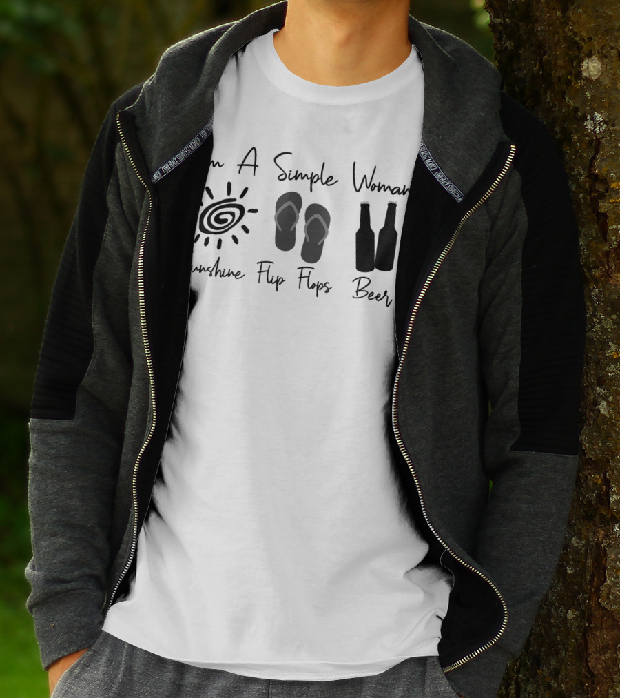 I'm A Simple Woman Sunshine Flip Flops Beer Bottles T-Shirt