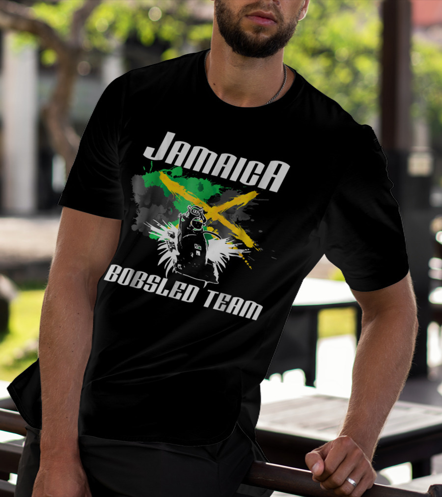 Jamaica Bobsled Team With Jamaican Flag Elements T-Shirt