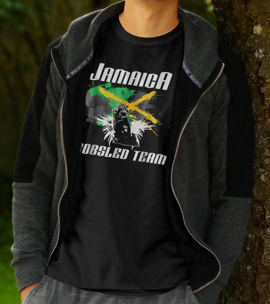 Jamaica Bobsled Team With Jamaican Flag Elements T-Shirt