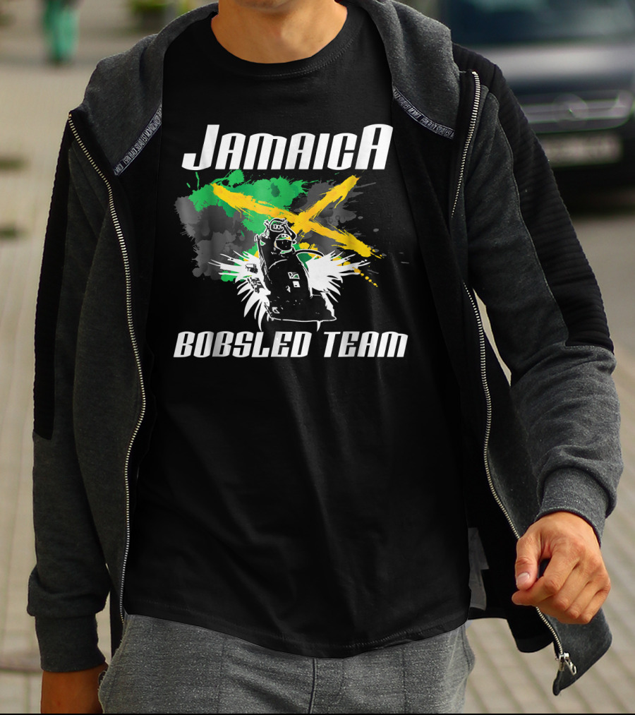 Jamaica Bobsled Team With Jamaican Flag Elements T-Shirt