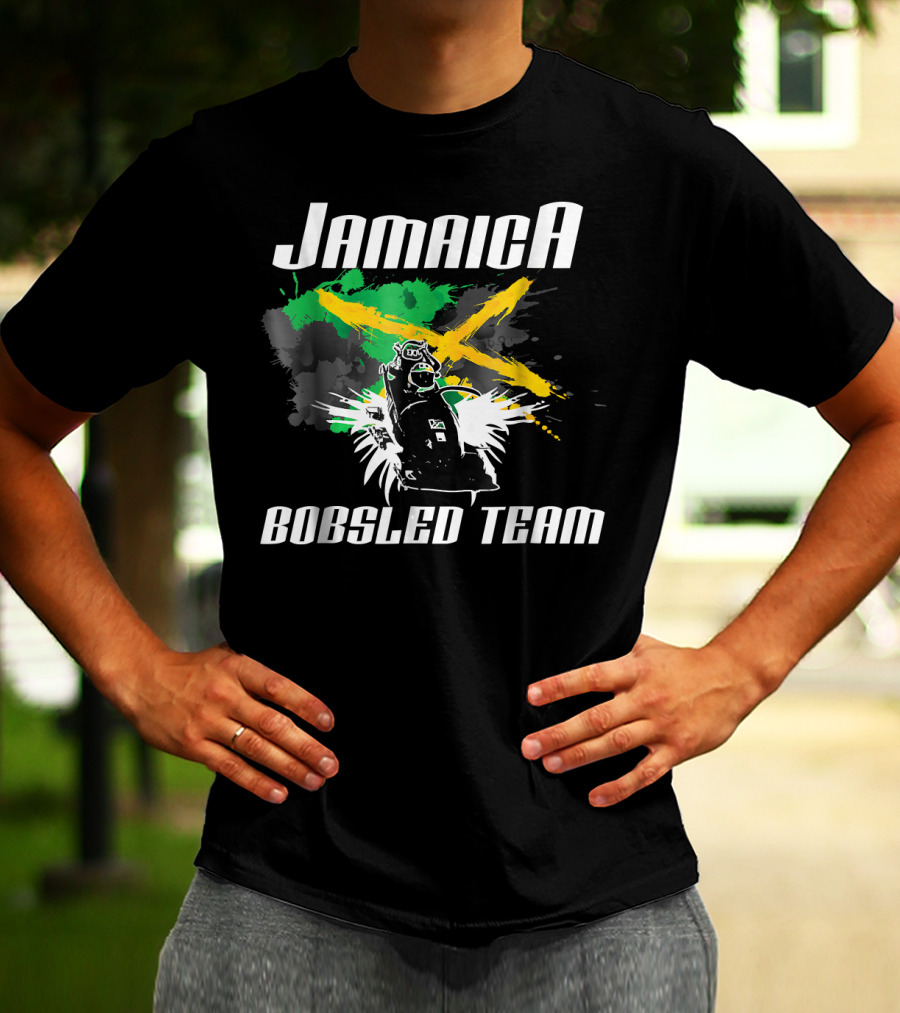 Jamaica Bobsled Team With Jamaican Flag Elements T-Shirt