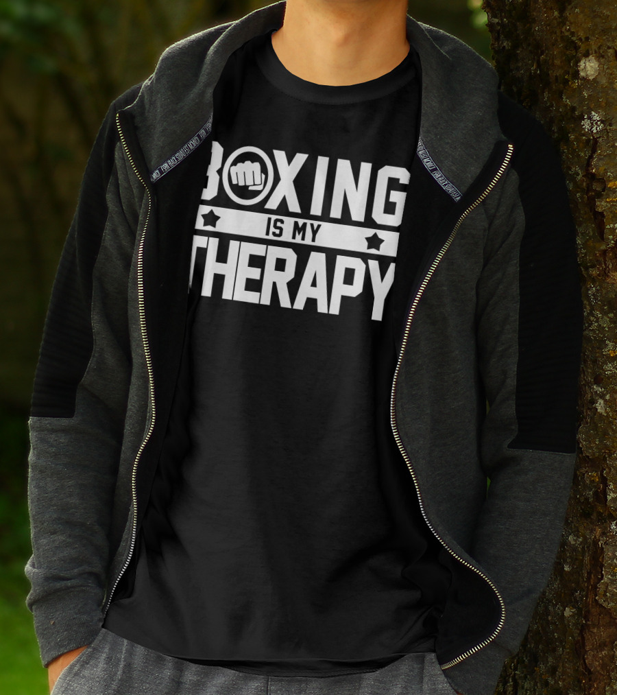 Boxing Is My Therapy Fist Icon Boxing Therapy T-Shirt