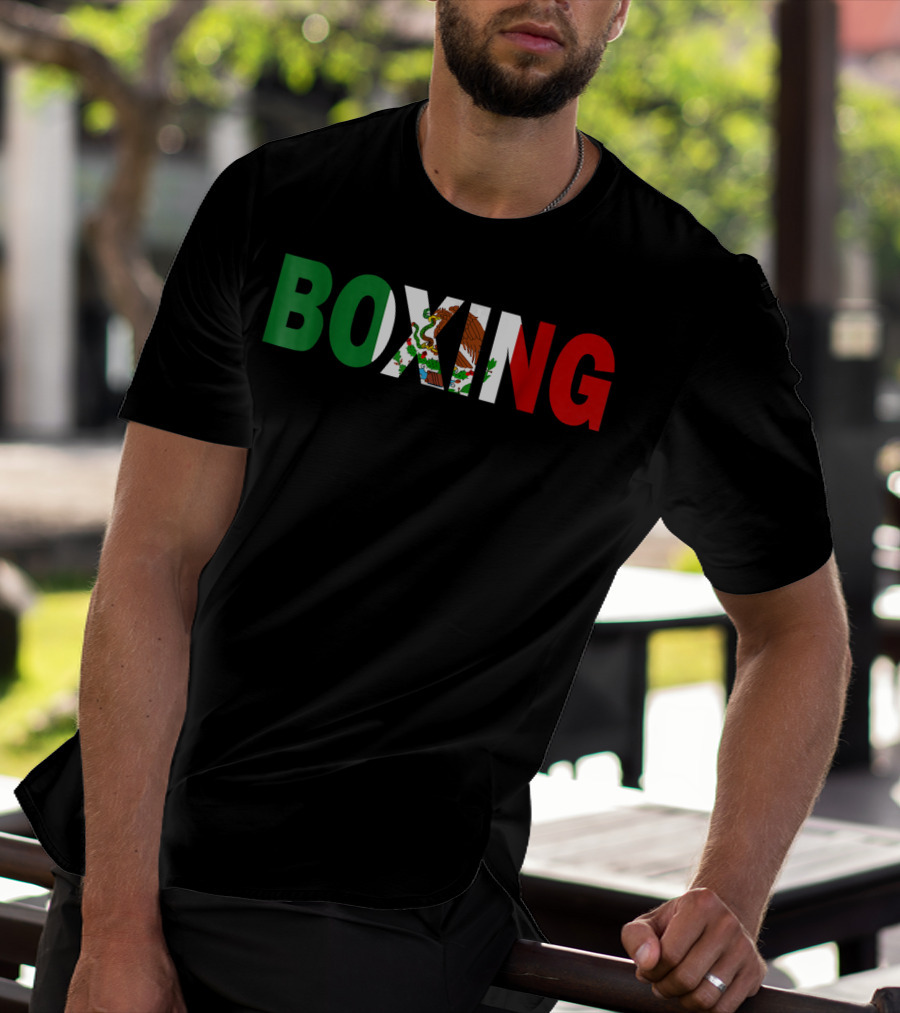 Boxing Mexican Flag Eagle Emblem T-Shirt