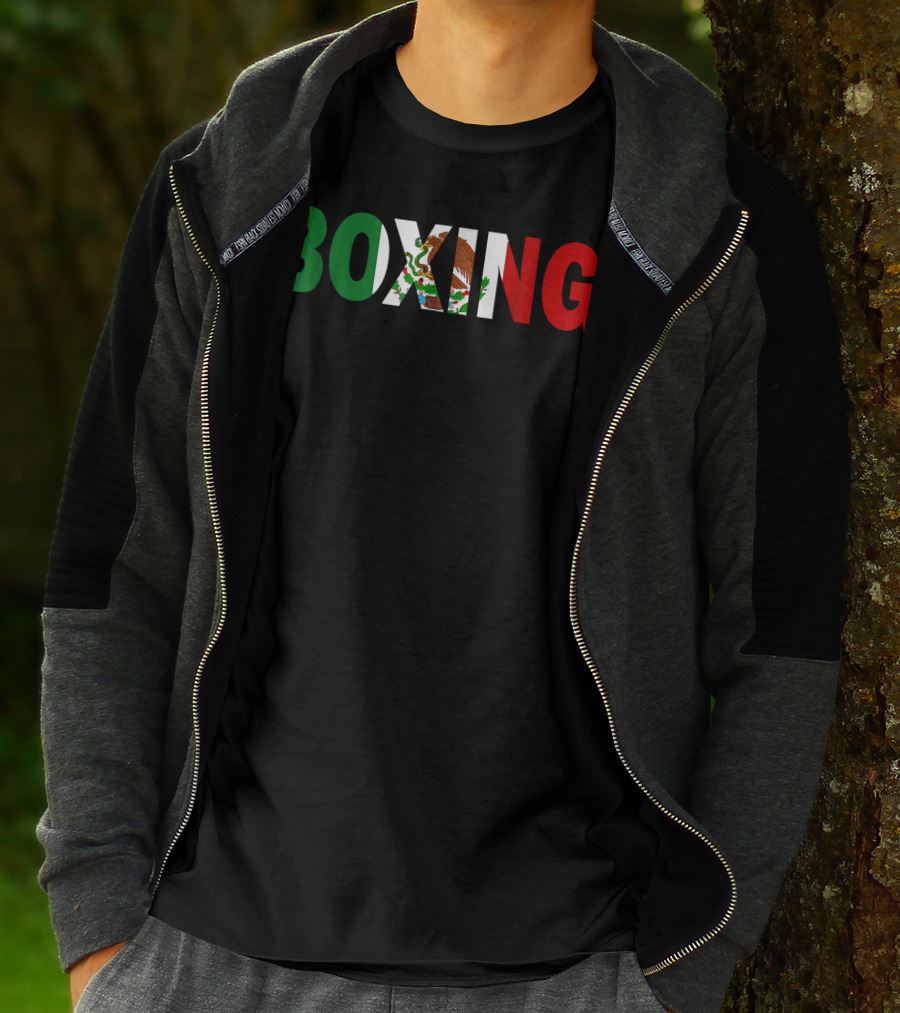 Boxing Mexican Flag Eagle Emblem T-Shirt
