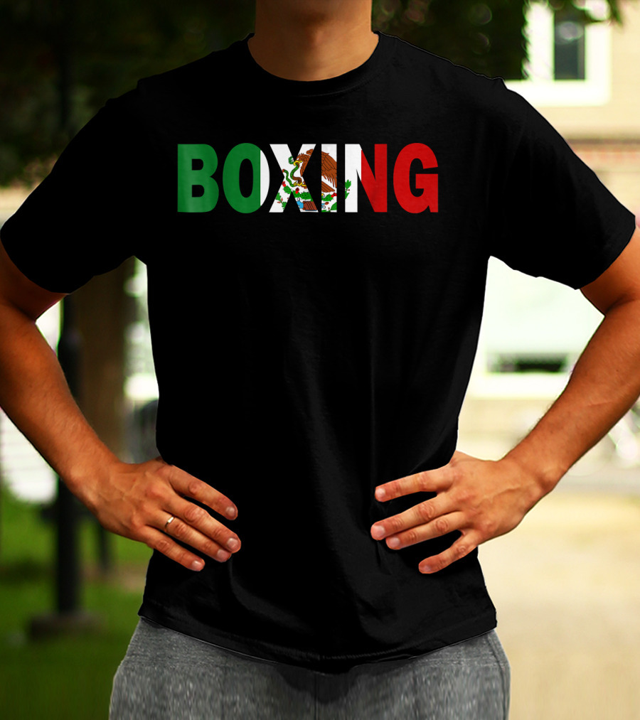 Boxing Mexican Flag Eagle Emblem T-Shirt
