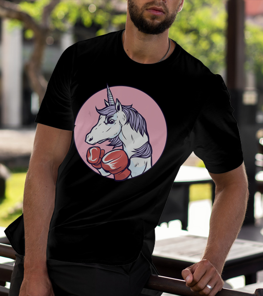 Unicorn Boxing Punchin' Power With Gloves T-Shirt