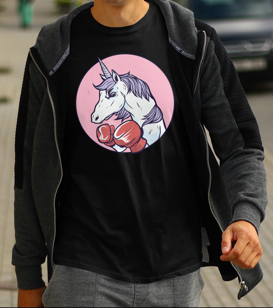 Unicorn Boxing Punchin' Power With Gloves T-Shirt