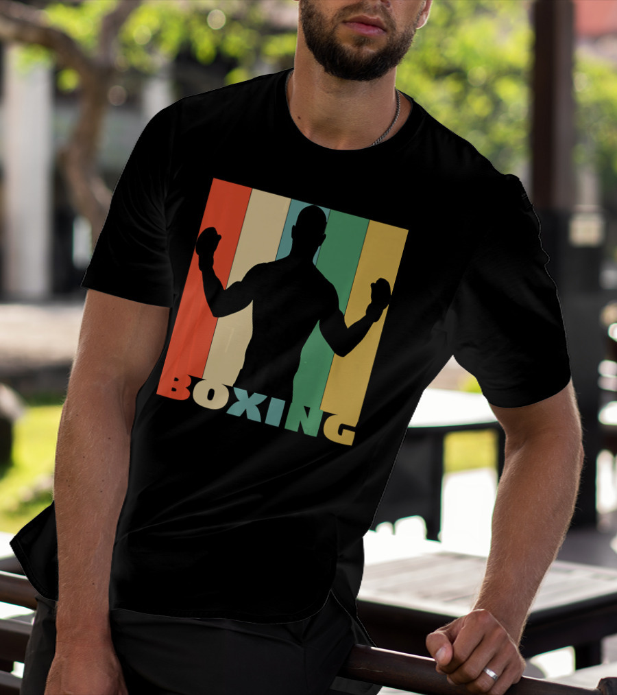 Boxing Vintage Style Silhouette On T-Shirt