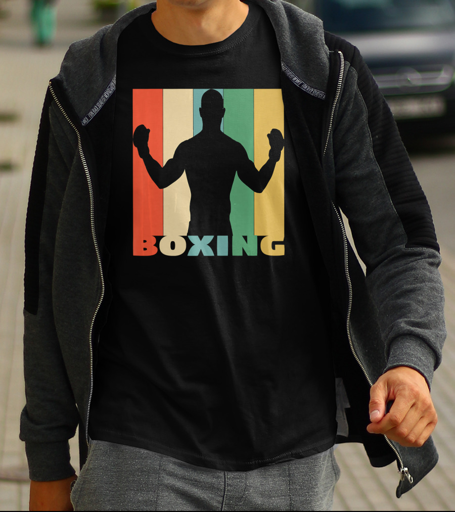 Boxing Vintage Style Silhouette On T-Shirt