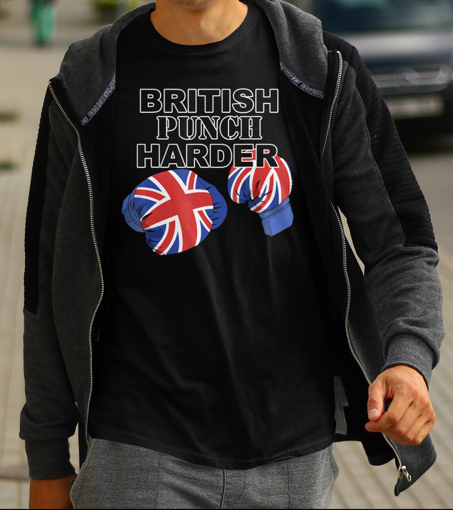 BRITISH PUNCH HARDER British Flag Boxing Gloves T-Shirt