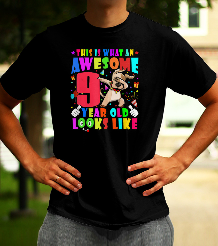 This Is What An Awesome 9 Year Old Looks Like Dabbing Dog 2011 Birthday T-Shirt