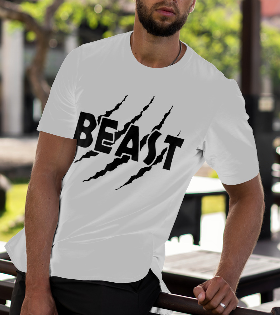 C523 BEAST Gym Workout Fitness MMA Scratch Marks T-Shirt
