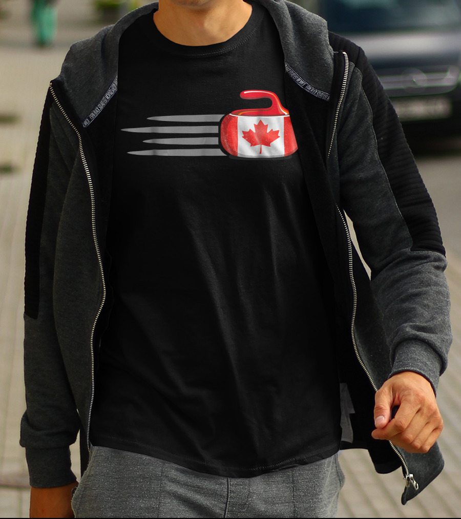 Canadian Flag Curling Stone With Maple Leaf T-Shirt