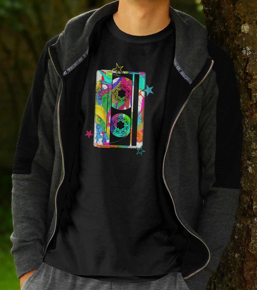 Colorful Cassette Tape Costume Vintage Music Stars T-Shirt