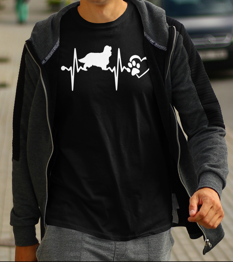 Cavalier King Charles Spaniel Heartbeat Paw Love T-Shirt