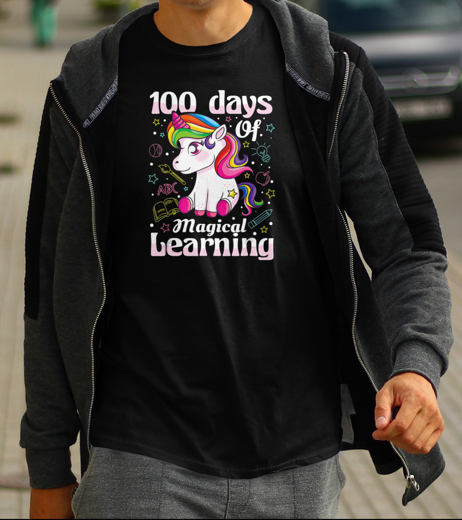 100 Days Of Magical Learning Unicorn ABC School T-Shirt