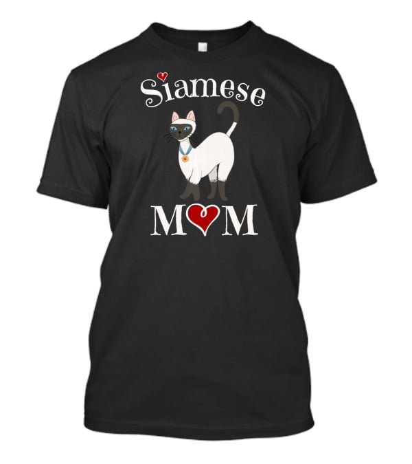 Siamese Cat Mom With Heart And Medal T-Shirt