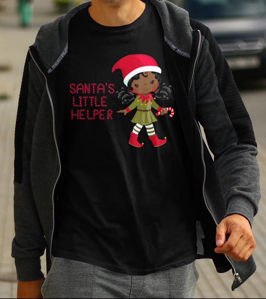 African American Girl Santa's Little Helper T-Shirt
