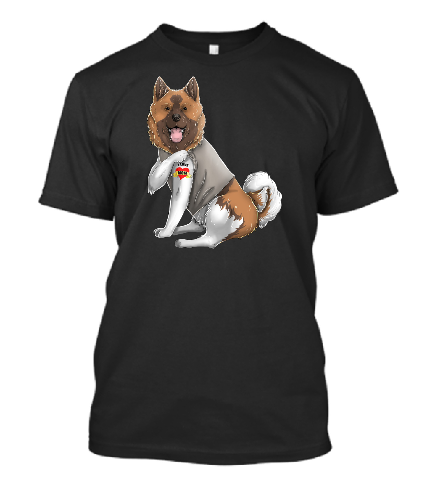 American Akita I Love Mom Tattoo Heart T-Shirt