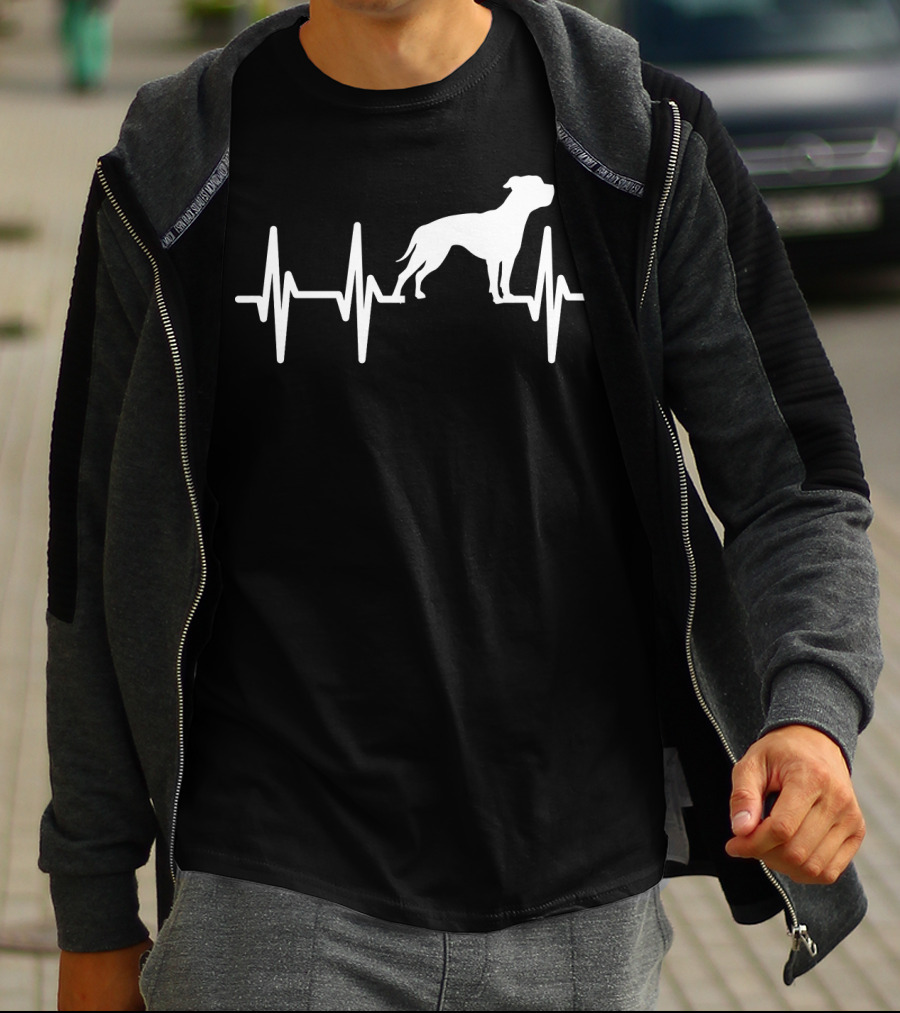 American Bulldog Heartbeat Line Dog T-Shirt