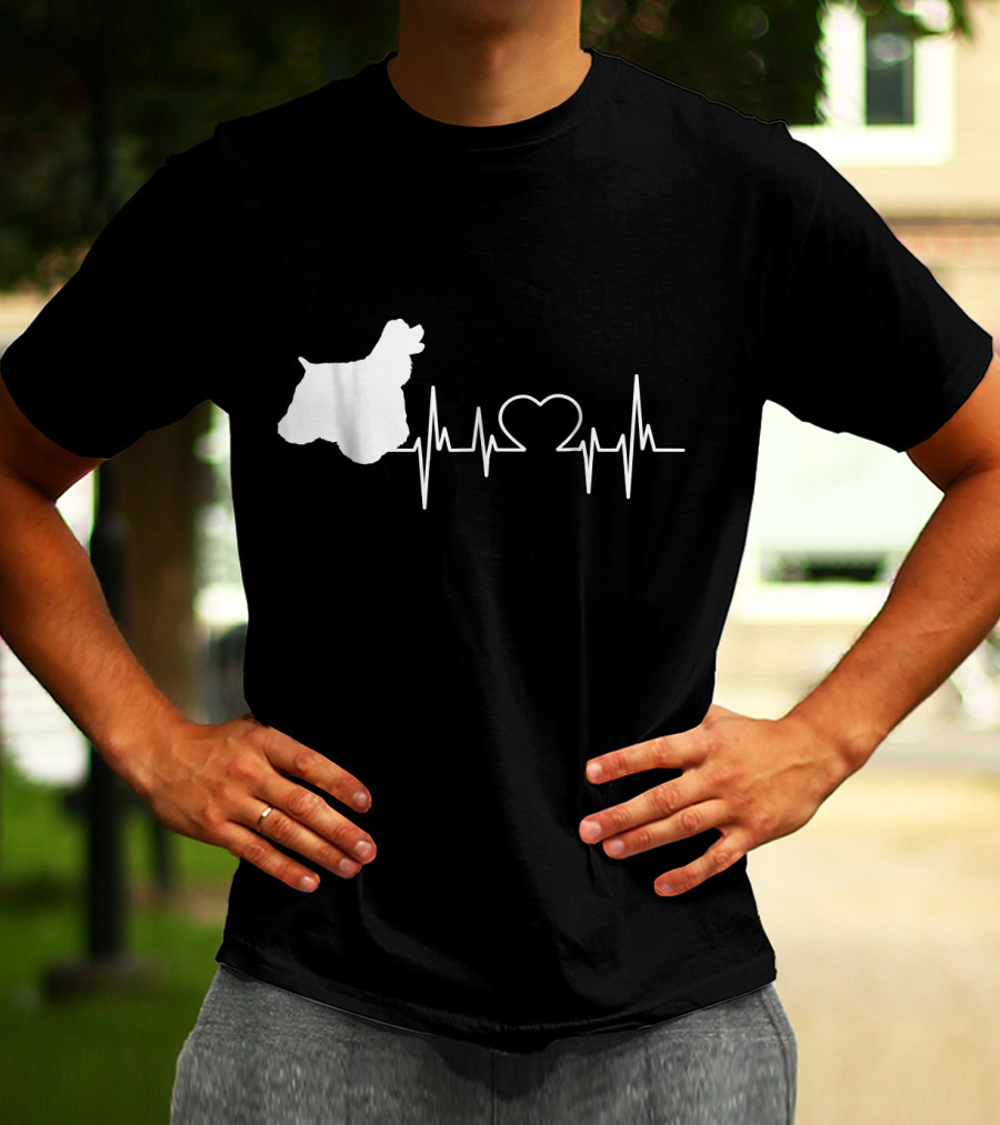American Cocker Spaniel Dad Heartbeat Love T-Shirt