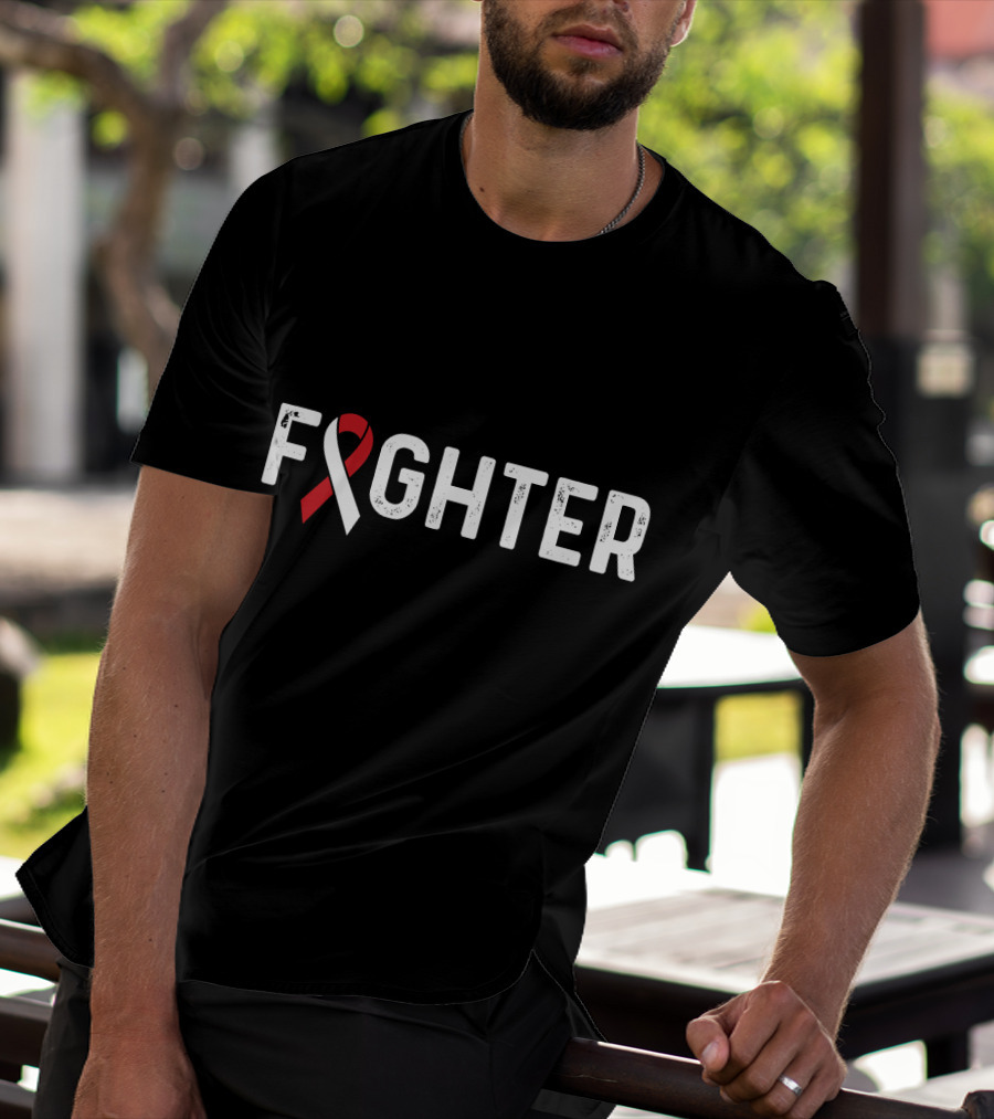 Fighter Aplastic Anemia Awareness Red And White T-Shirt