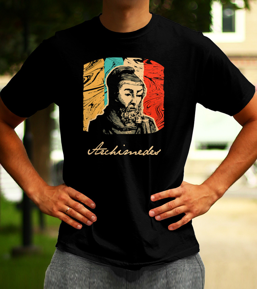 Archimedes Portrait With Colorful Abstract Background T-Shirt