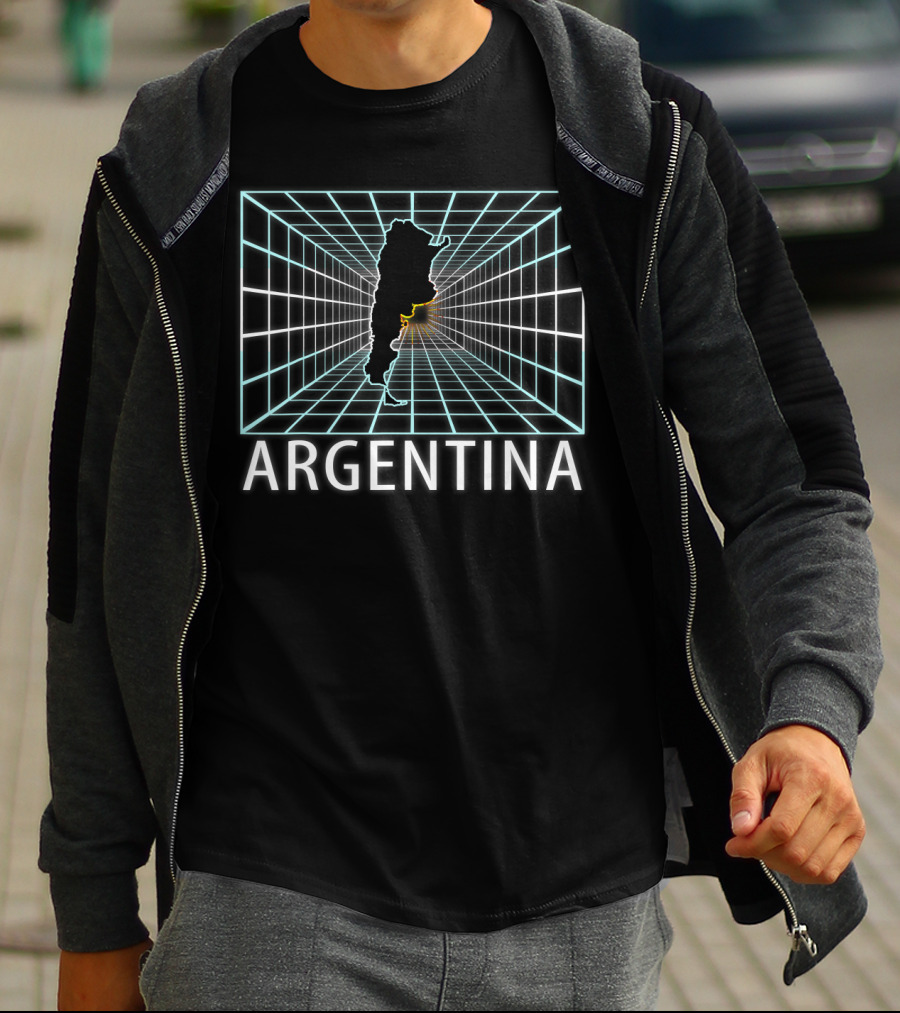 Argentina Map With Retro Grid Background T-Shirt