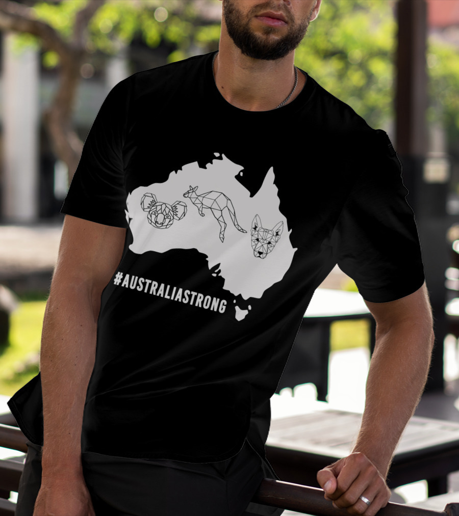 AustraliaStrong Koala Kangaroo Dingo Geometric Map T-Shirt
