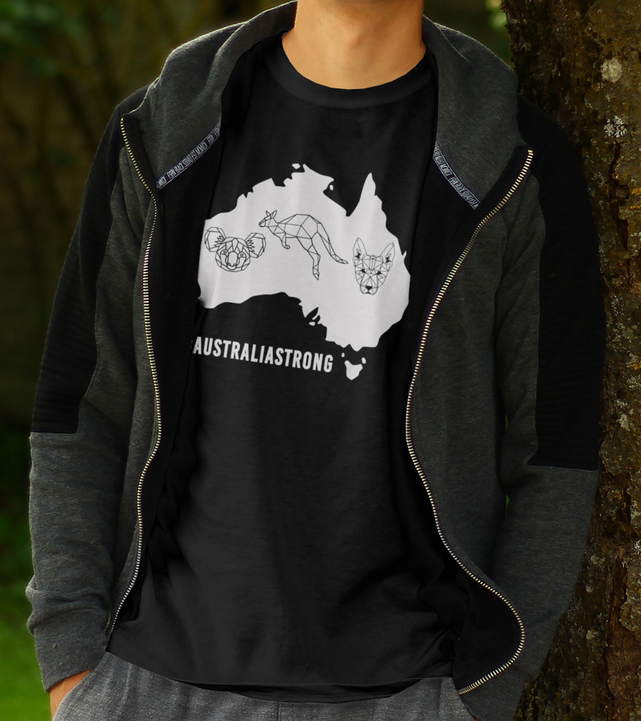 AustraliaStrong Koala Kangaroo Dingo Geometric Map T-Shirt