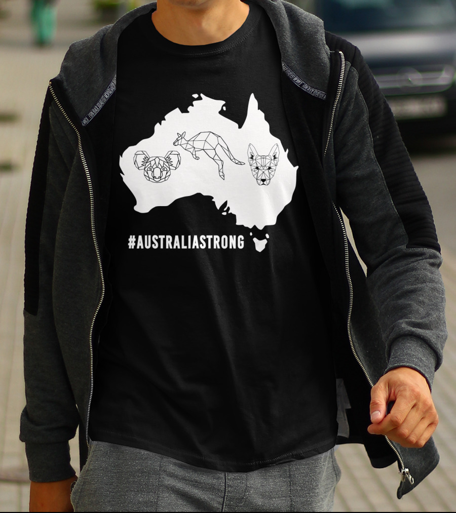AustraliaStrong Koala Kangaroo Dingo Geometric Map T-Shirt