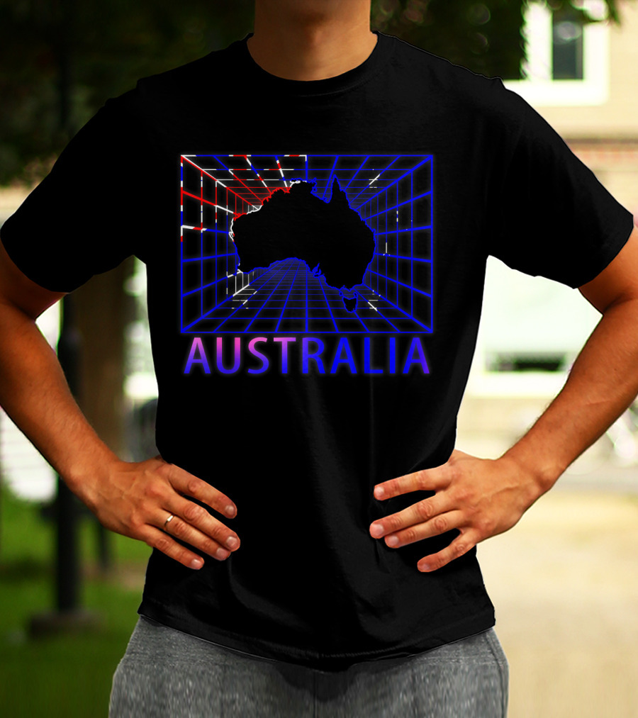 Australia Map Retro Grid T-Shirt