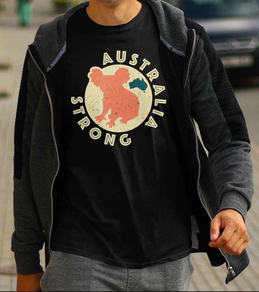 Australia Strong Koala Silhouette With Map T-Shirt