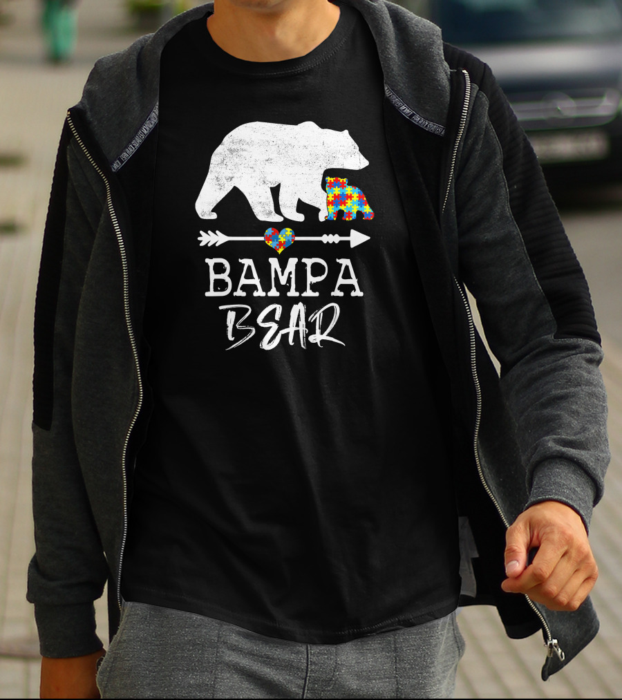 Bampa Bear Puzzle Heart Arrow Autism Awareness T-Shirt