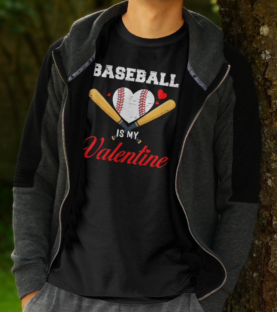 Baseball Heart With Bats Is My Valentine T-Shirt