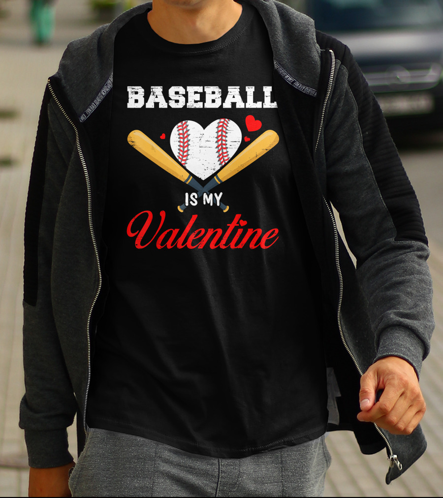 Baseball Heart With Bats Is My Valentine T-Shirt