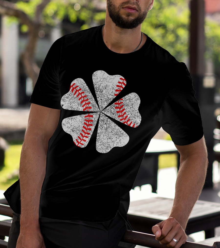 Lucky Clover Baseball St Patricks Day T-Shirt