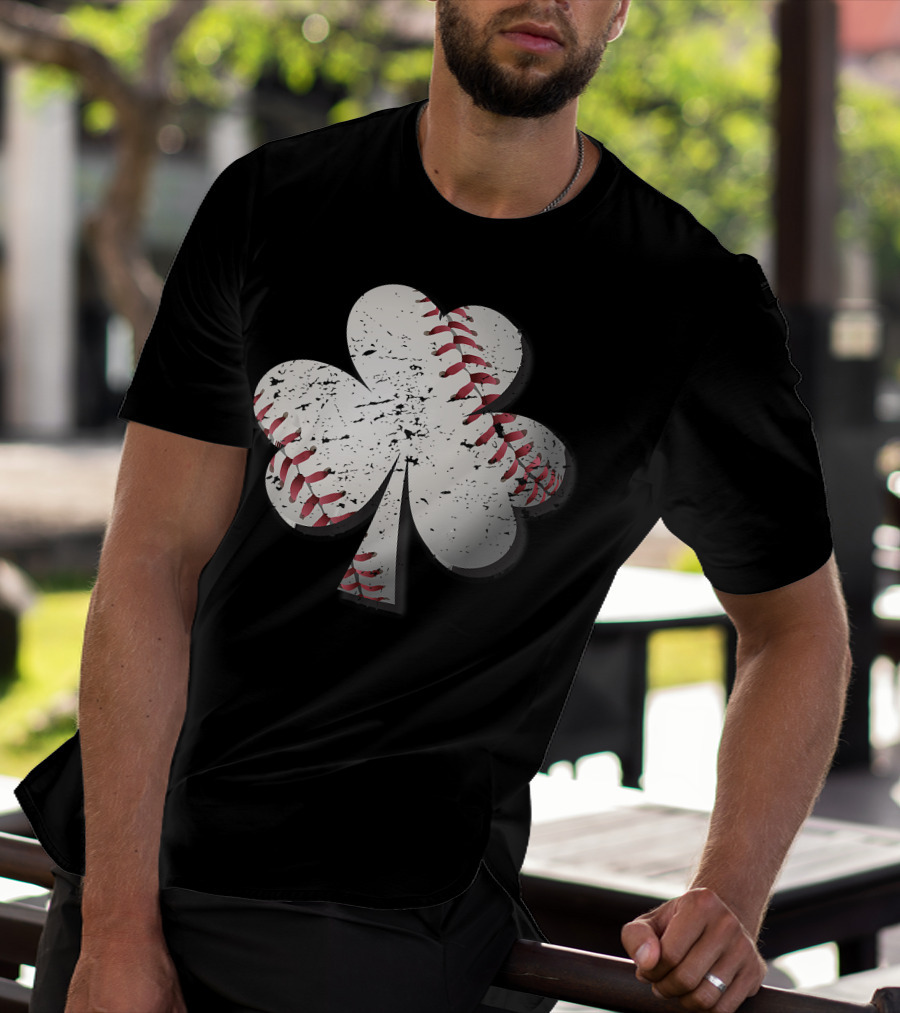 Baseball St Patrick's Day Shamrock Vintage T-Shirt