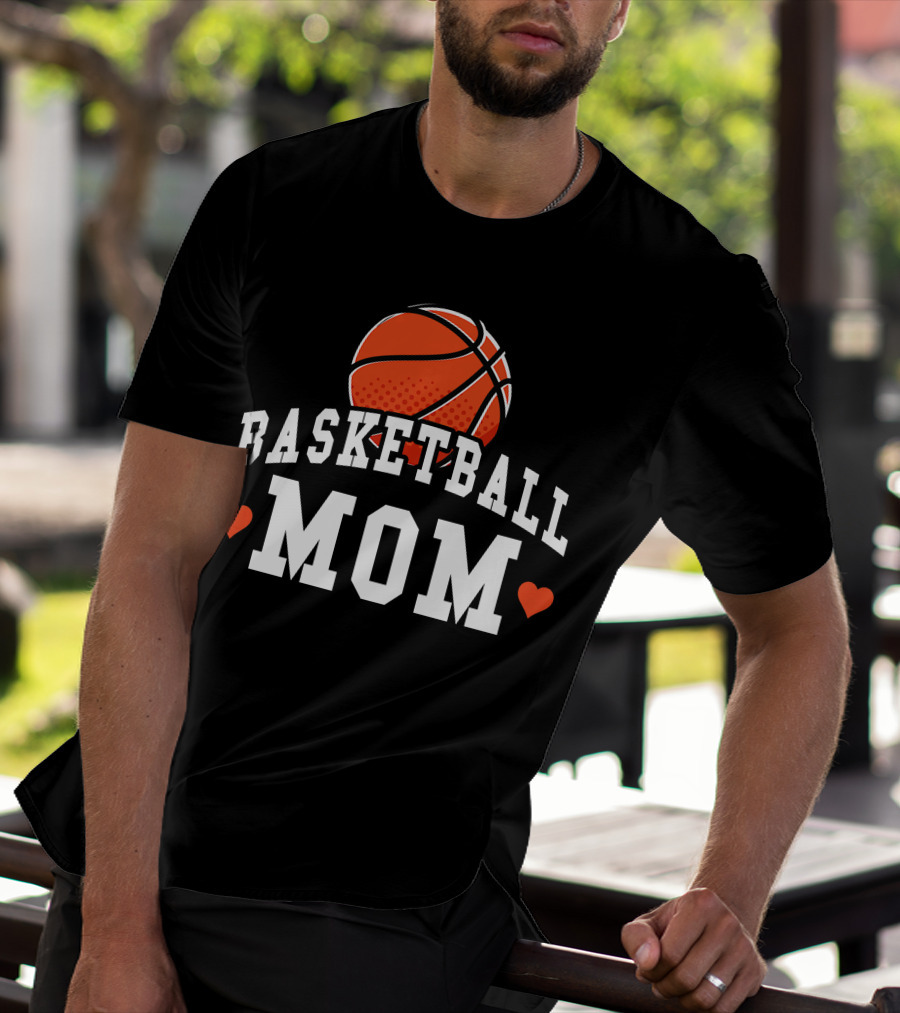 Basketball Mom Women's Shirt With Hearts And Basketball T-Shirt